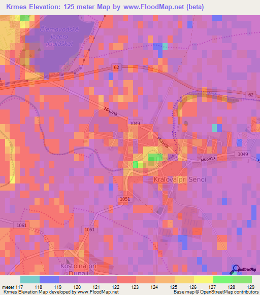 Krmes,Slovakia Elevation Map