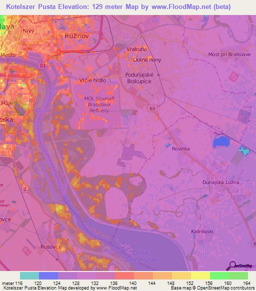 Kotelszer Pusta,Slovakia Elevation Map