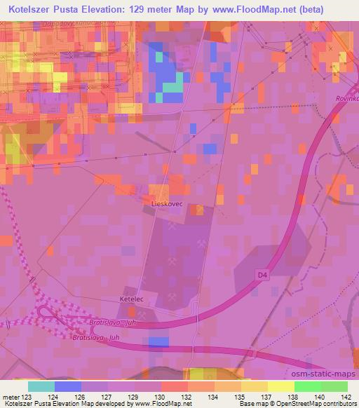 Kotelszer Pusta,Slovakia Elevation Map