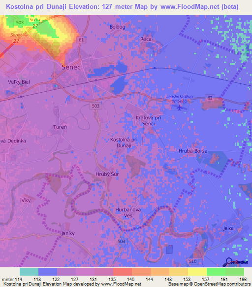 Kostolna pri Dunaji,Slovakia Elevation Map