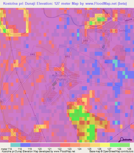 Kostolna pri Dunaji,Slovakia Elevation Map