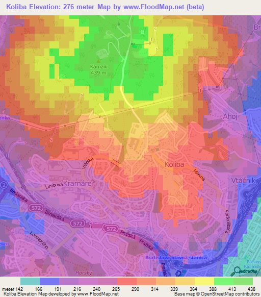 Koliba,Slovakia Elevation Map