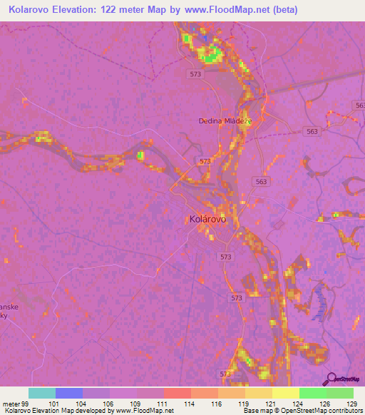 Kolarovo,Slovakia Elevation Map