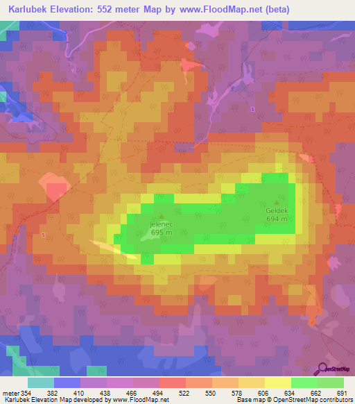Karlubek,Slovakia Elevation Map