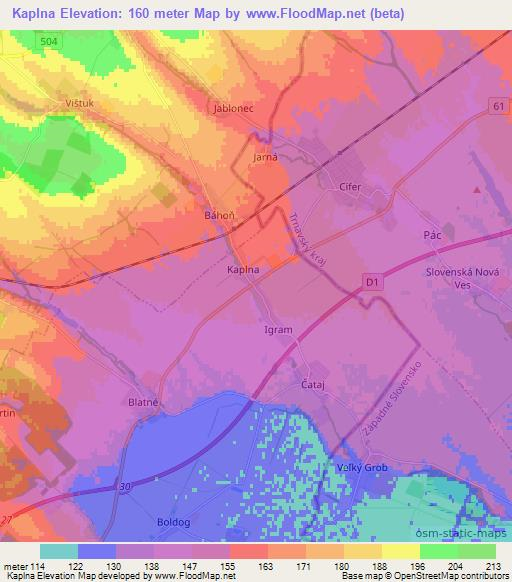 Kaplna,Slovakia Elevation Map