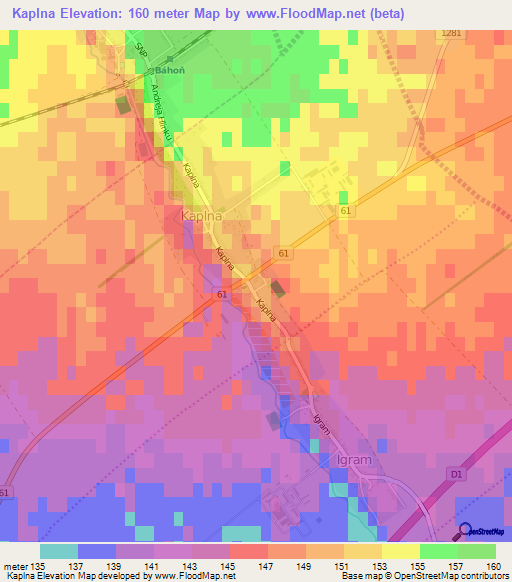 Kaplna,Slovakia Elevation Map