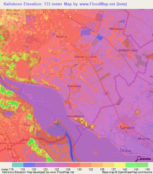 Kalinkovo,Slovakia Elevation Map