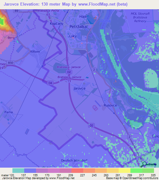 Jarovce,Slovakia Elevation Map