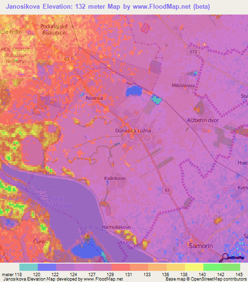 Janosikova,Slovakia Elevation Map