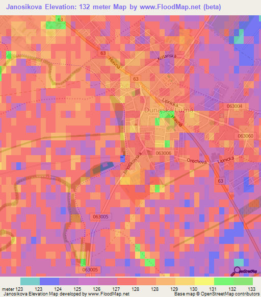 Janosikova,Slovakia Elevation Map