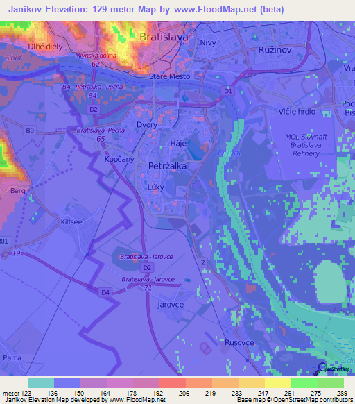 Janikov,Slovakia Elevation Map
