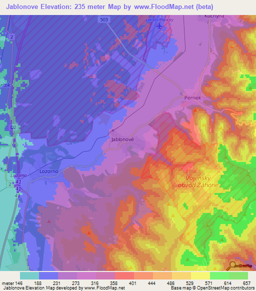 Jablonove,Slovakia Elevation Map