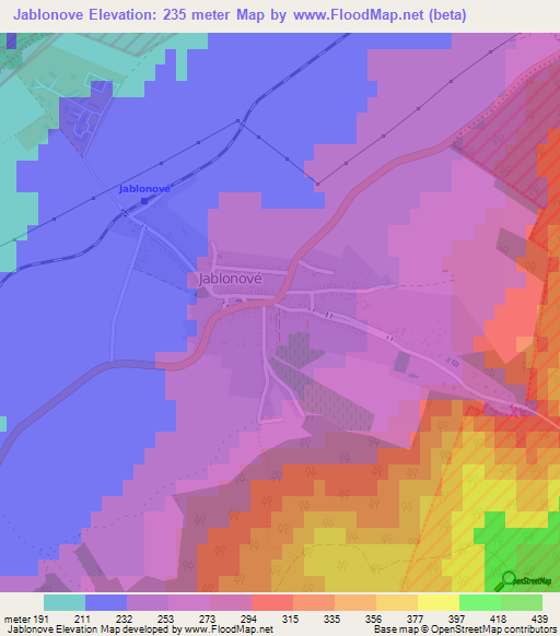 Jablonove,Slovakia Elevation Map