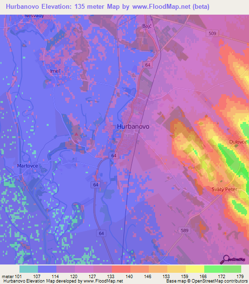 Hurbanovo,Slovakia Elevation Map