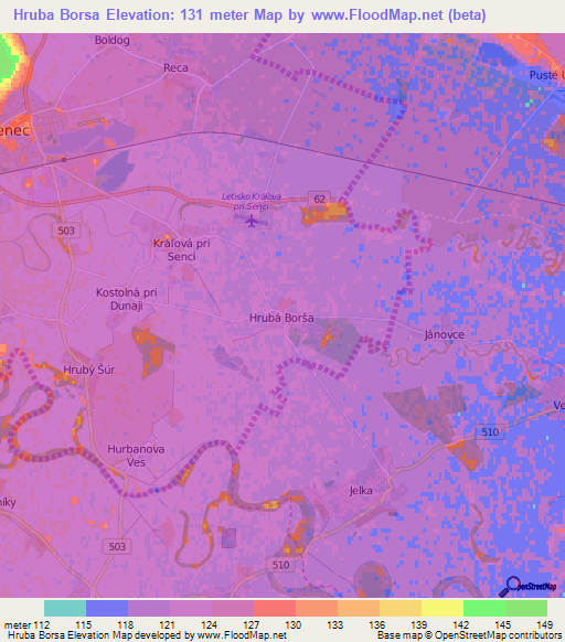 Hruba Borsa,Slovakia Elevation Map