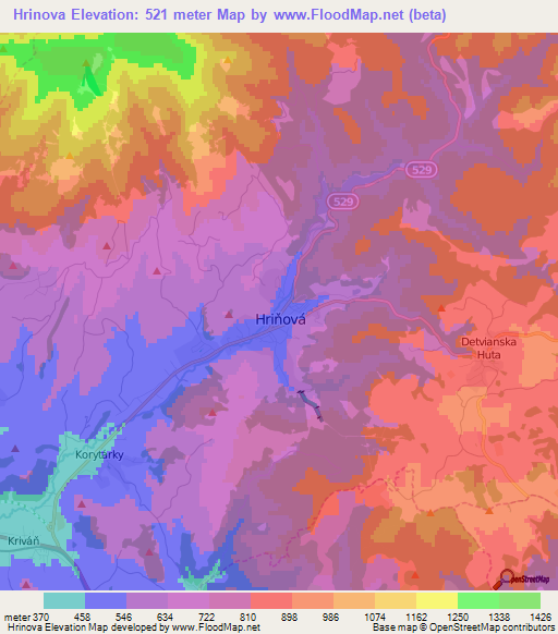 Hrinova,Slovakia Elevation Map