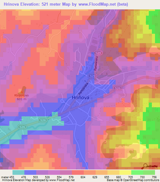 Hrinova,Slovakia Elevation Map