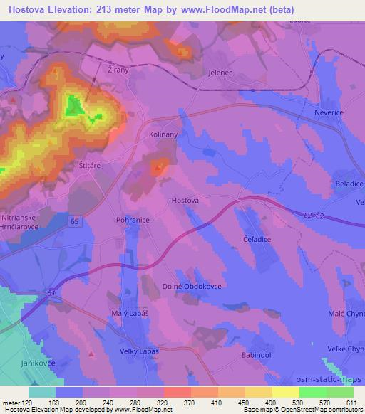 Hostova,Slovakia Elevation Map