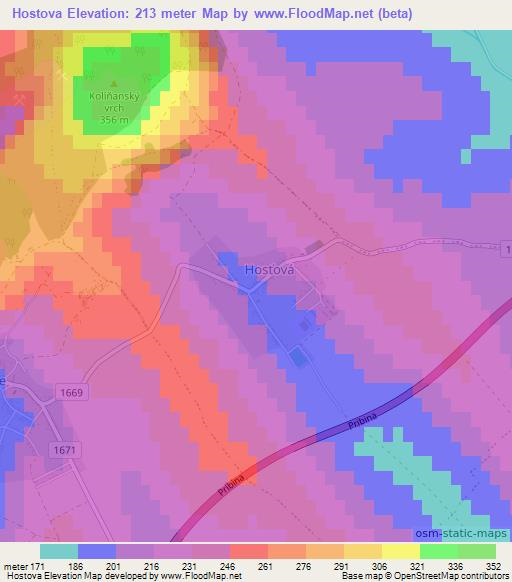 Hostova,Slovakia Elevation Map