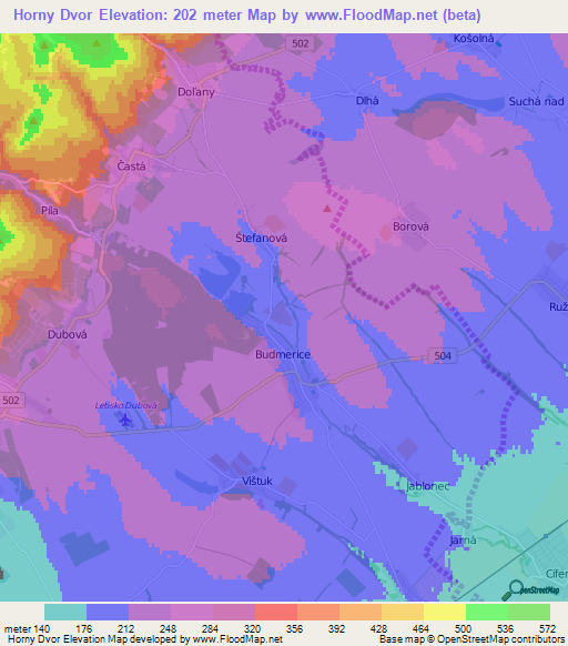 Horny Dvor,Slovakia Elevation Map