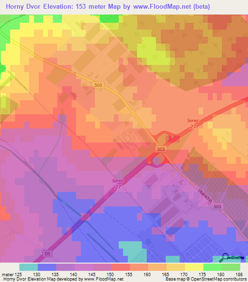 Horny Dvor,Slovakia Elevation Map