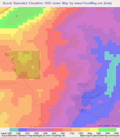 Kucuk Basmakci,Turkey Elevation Map