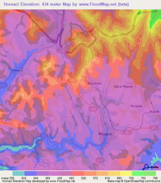Hornaci,Slovakia Elevation Map