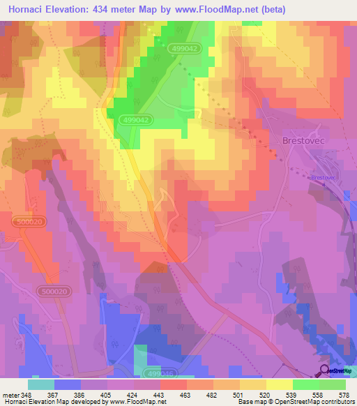 Hornaci,Slovakia Elevation Map