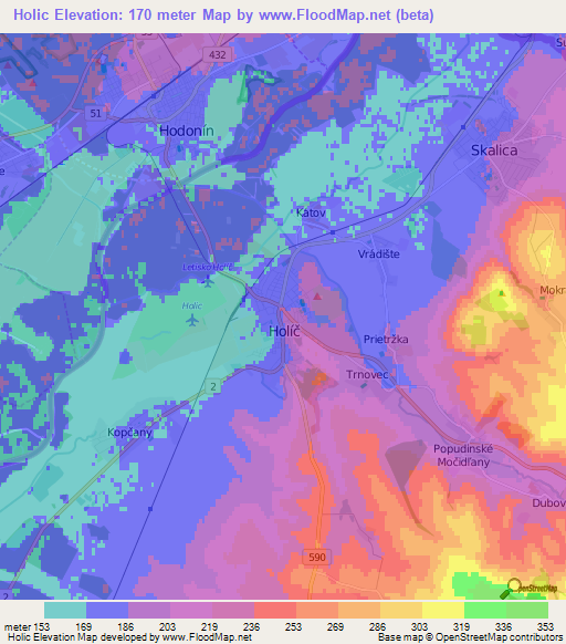 Holic,Slovakia Elevation Map