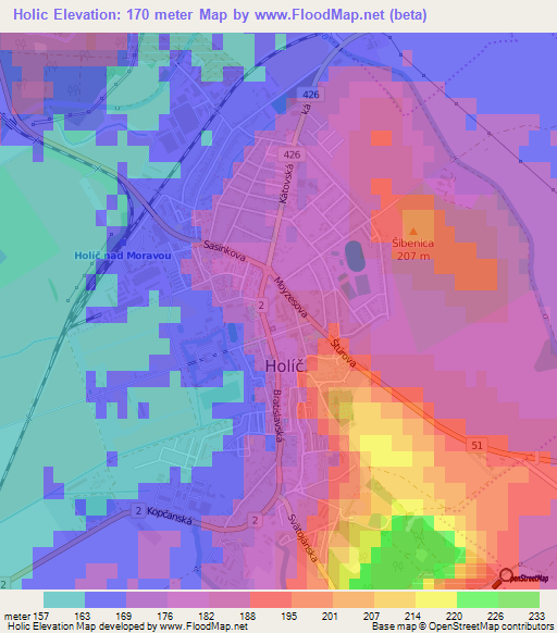 Holic,Slovakia Elevation Map
