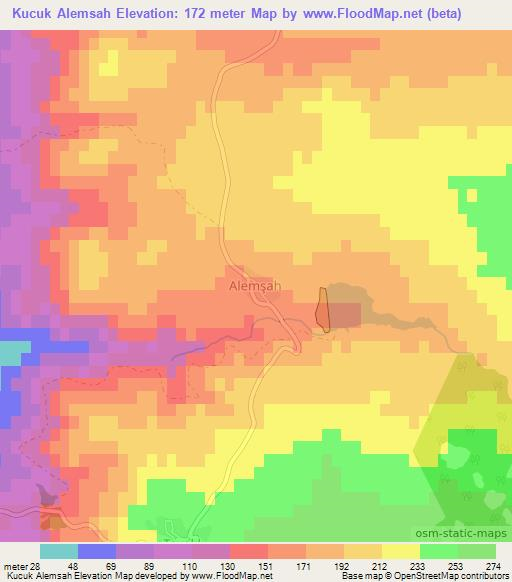 Kucuk Alemsah,Turkey Elevation Map