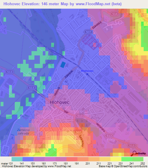 Hlohovec,Slovakia Elevation Map