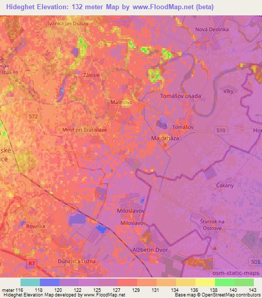 Hideghet,Slovakia Elevation Map