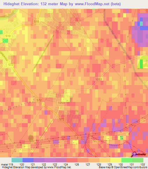 Hideghet,Slovakia Elevation Map