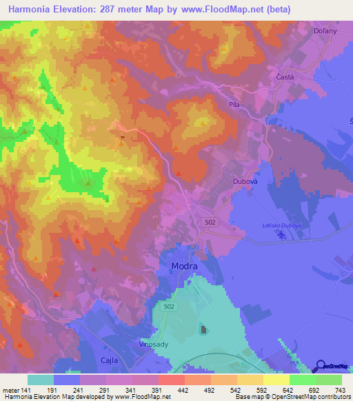 Harmonia,Slovakia Elevation Map