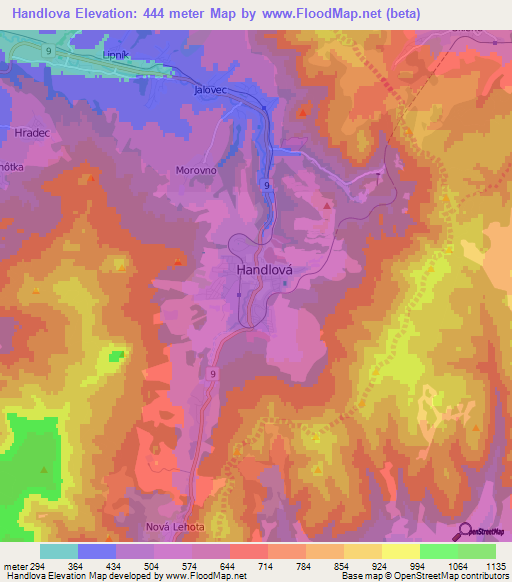 Handlova,Slovakia Elevation Map