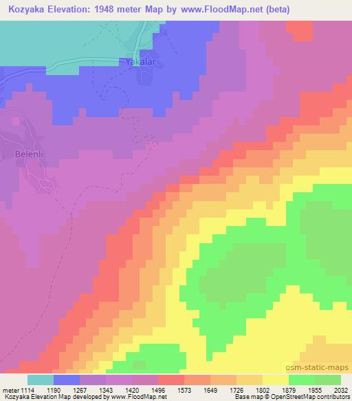 Kozyaka,Turkey Elevation Map