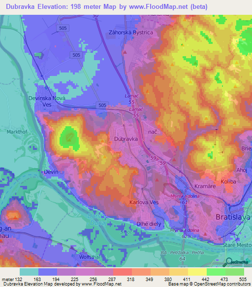 Dubravka,Slovakia Elevation Map