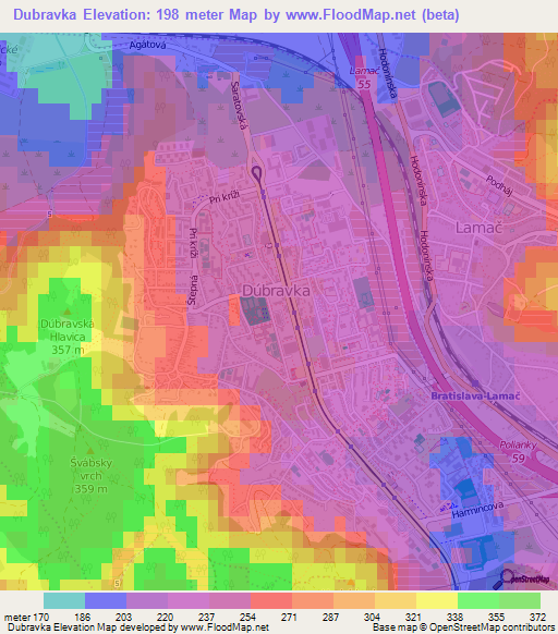 Dubravka,Slovakia Elevation Map