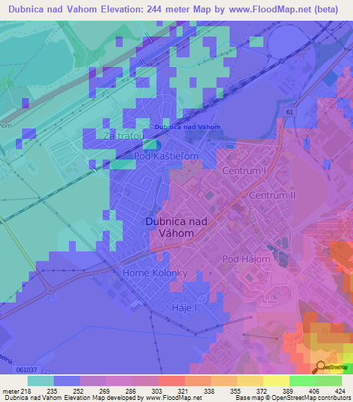 Dubnica nad Vahom,Slovakia Elevation Map