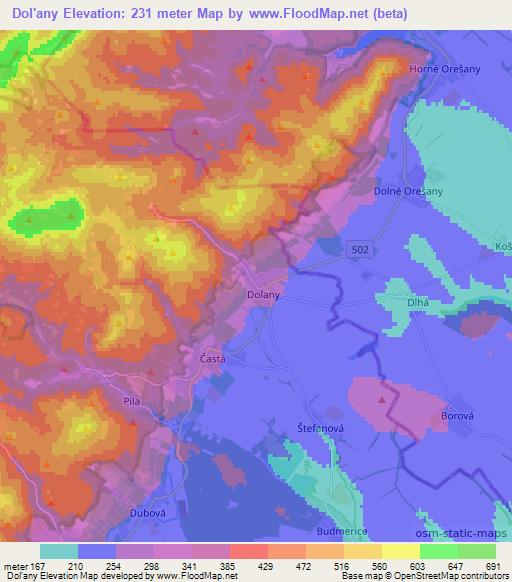 Dol'any,Slovakia Elevation Map