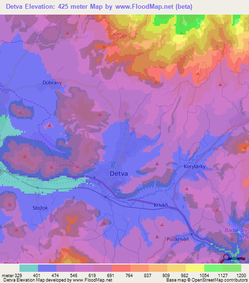 Detva,Slovakia Elevation Map
