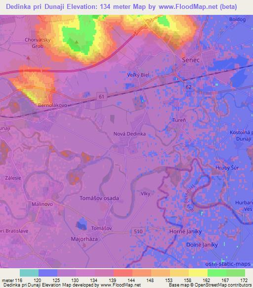 Dedinka pri Dunaji,Slovakia Elevation Map