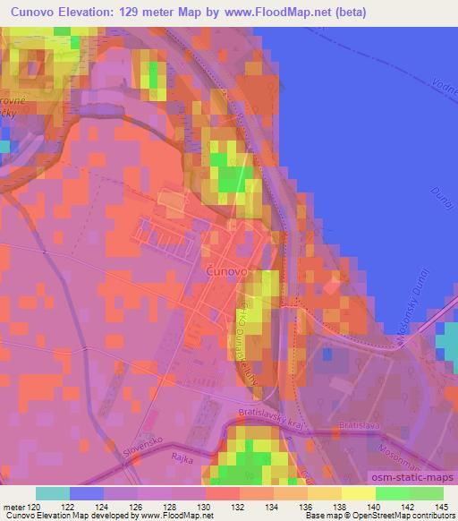 Cunovo,Slovakia Elevation Map