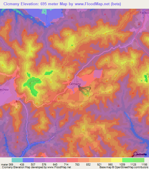 Cicmany,Slovakia Elevation Map