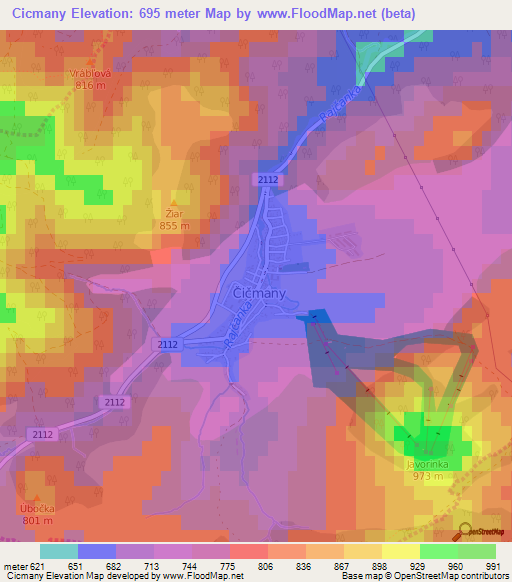 Cicmany,Slovakia Elevation Map