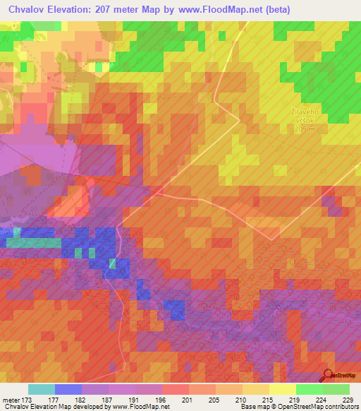 Chvalov,Slovakia Elevation Map