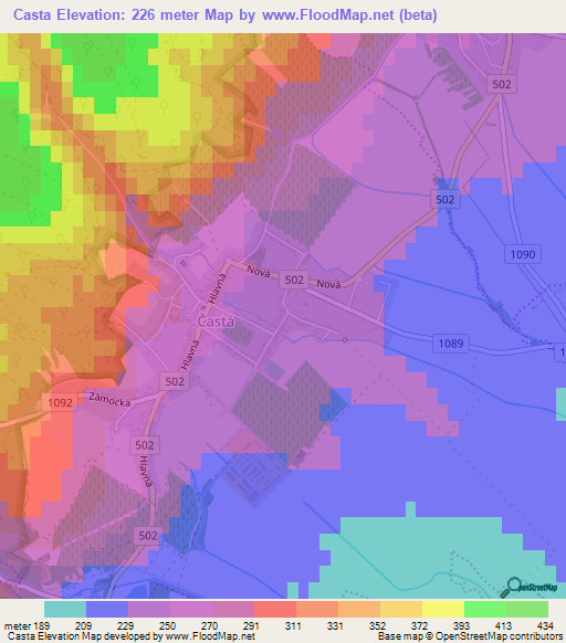 Casta,Slovakia Elevation Map