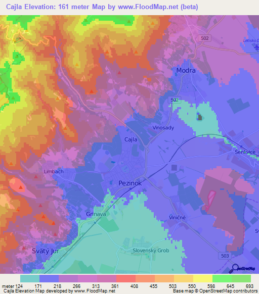 Cajla,Slovakia Elevation Map