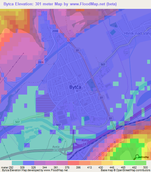 Bytca,Slovakia Elevation Map